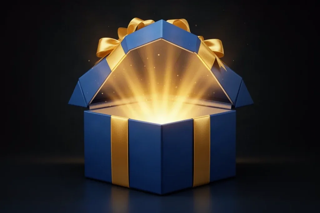 Ảnh minh hoạ hộp quà mở nắp cho mục ưu đãi tân thủ khuyến mãi 33WIN